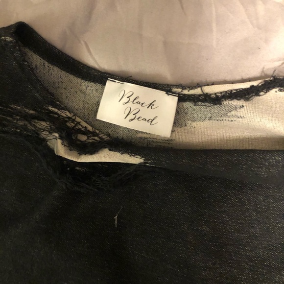 Black Bead Destroyed Knit Dress W/Side Slit (L) - Picture 8 of 9